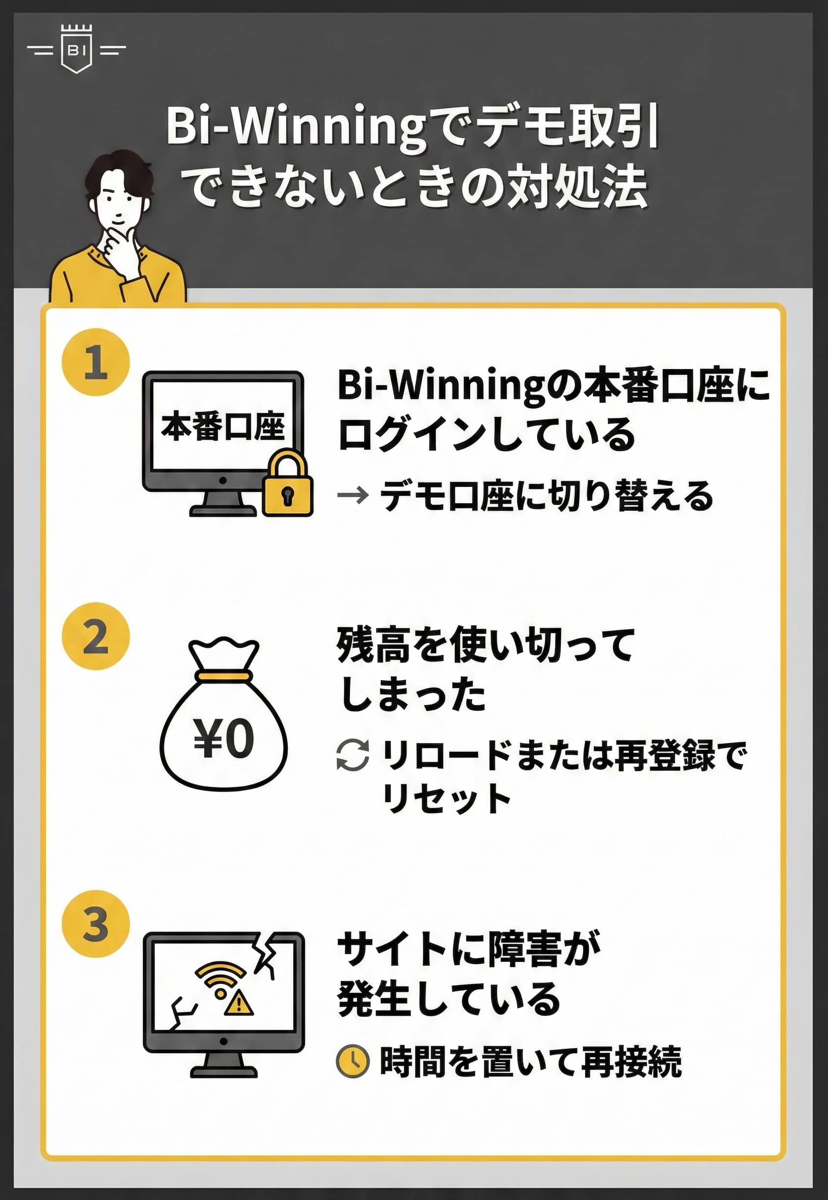 Bi-Winningでデモ取引できないときの対処法