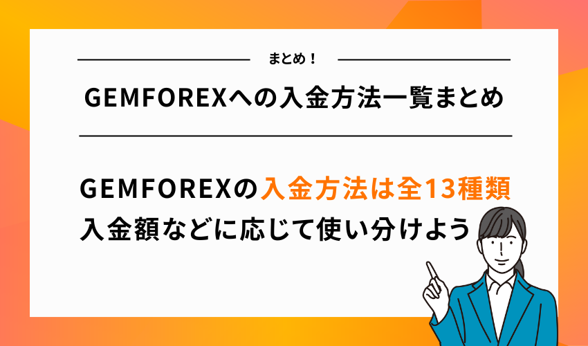 GEMFOREXへの入金方法一覧まとめ