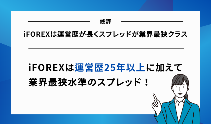 【総評】iFOREXは運営歴が長くスプレッドが業界最狭クラス