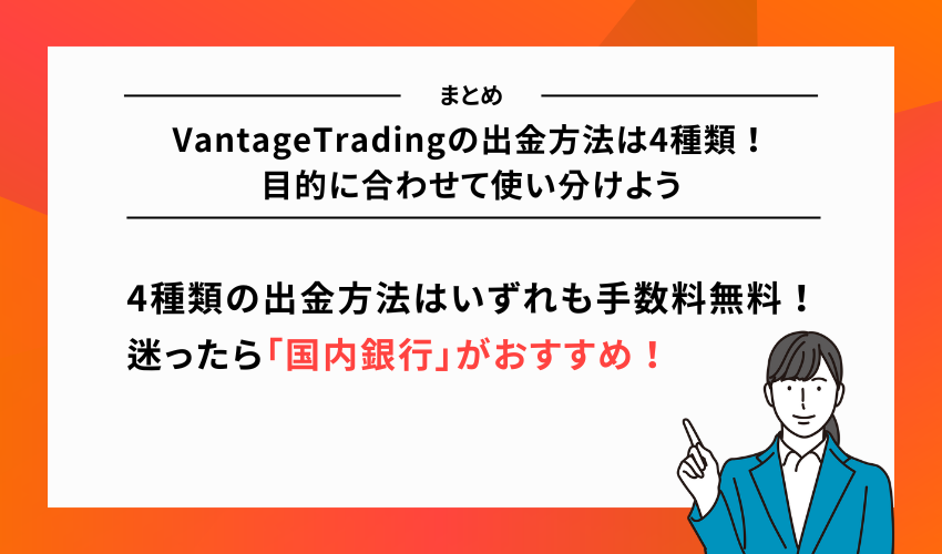 VantageTradingの出金方法は4種類！目的に合わせて使い分けよう